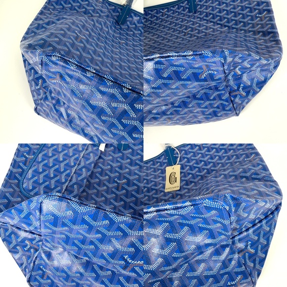 New GOYARD Goyardine Saint Louis GM Blue Tote Bag with Pouch - Picture 11 of 13